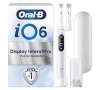 Oral-B Spazzolino Elettrico Ricaricabile iO 6N, Sensore di Pressione, Display Interattivo, Intelligenza Artificiale, 2 Testine, 1 Spazzolino, 1 Custodia da Viaggio, Bianco, Idea Regalo