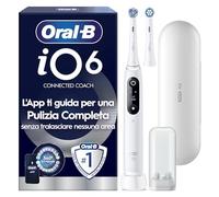 Oral-B Spazzolino Elettrico Ricaricabile iO 6N, Sensore di Pressione, Display Interattivo, Intelligenza Artificiale, 2 Testine, 1 Spazzolino, 1 Custodia da Viaggio, Bianco, Idea Regalo