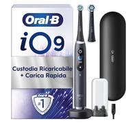 Oral-B Spazzolino Elettrico Ricaricabile iO 9N, Sensore di Pressione, Display Interattivo, A.I. , 7 Modalità, 2 Testine, 1 Spazzolino, 1 Custodia da Viaggio, pacchetto variabile, Nero (Black Onyx)