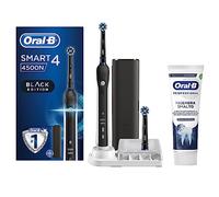 Oral-B Spazzolino Elettrico Ricaricabile Smart 4 4500, 1 Spazzolino Nero, 2 Testine CrossAction, 1 Custodia da Viaggio + Dentifricio Rigenera Smalto, Pulizia Quotidiana 75ml