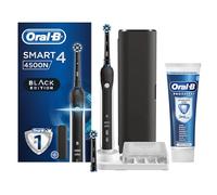Oral-B Spazzolino Elettrico Ricaricabile Smart 4 4500 Nero, 2 Testine, 1 Custodia da viaggio, 1 Spazzolino +1 Dentifricio Pro-Expert Sbiancante Sano