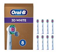 Oral-B Testine di Ricambio 3D White, Bianche, 8 Ricambi | 8 Testine di Ricambio per Spazzolino Elettrico, Sbiancanti, Esclusiva Coppetta Lucidante per Rimuovere Macchie Superficiali