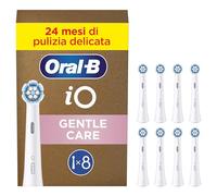 Oral-B Testine di Ricambio iO Gentle Care Bianche, 8 Testine di Ricambio per Spazzolino Elettrico Oral B, Rotonde Originali per Gengive Sensibili, Setole angolate per rimuovere la placca