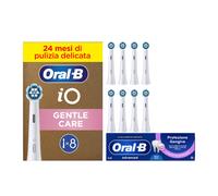 Oral-B Testine di Ricambio iO Gentle Care Bianche, Confezione da 8 Testine + Dentifricio Advanced Protezione Gengive