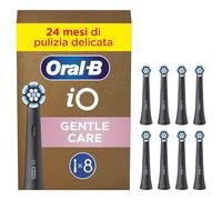 Oral-B Testine di Ricambio iO Gentle Care Nere, 8 Testine Oral B per Spazzolino Elettrico, Rotonde Originali per Gengive Sensibili, Setole angolate per rimuovere la placca