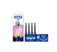 Oral-B Testine di Ricambio iO Gentle Care Nere, Confezione da 4 Testine + Dentifricio Advanced Rigenera Smalto