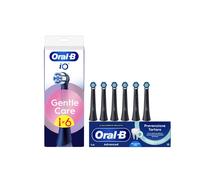 Oral-B Testine di Ricambio iO Gentle Care Nere, Testine Rotonde Originali per Gengive Sensibili, Setole angolate per rimuovere la placca, 6 Testine
