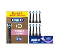 Oral-B Testine di Ricambio iO Gentle Care Nere, Testine Rotonde Originali per Gengive Sensibili, Setole angolate per rimuovere la placca, 8 Testine