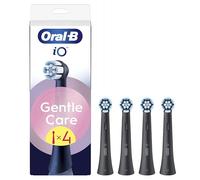 Oral-B Testine di Ricambio iO Gentle Care Nere, Testine Rotonde Originali per Gengive Sensibili, Setole angolate per rimuovere la placca, 4 Testine