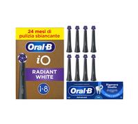Oral-B Testine di Ricambio iO Radiant White Nere, Confezione da 8 Testine + Dentifricio Advanced Rigenera Smalto