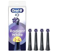 Oral-B Testine di Ricambio iO Radiant White Nere, Testine Rotonde Originali, Setole Angolate e Setole Lucidanti, 4 Testine