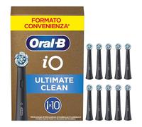Oral-B Testine di Ricambio iO Series Ultimate Clean Nere, Testine Rotonde Originali, con setole CrissCross per rimuovere la placca, 10 Testine