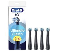 Oral-B Testine di Ricambio iO Series Ultimate Clean Nere, Testine Rotonde Originali, con setole CrissCross per rimuovere la placca, 4 Testine