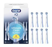 Oral-B Testine di Ricambio iO Series Ultimate Clean Bianche, Testine Rotonde Originali, con setole CrissCross per rimuovere la placca, 8 Testine