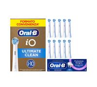 Oral-B Testine di Ricambio iO Ultimate Clean Bianche, Confezione da 10 Testine + Dentifricio Advanced Protezione Gengive