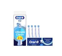 Oral-B Testine di Ricambio iO Series Ultimate Clean Bianche, Testine Rotonde Originali, con setole CrissCross per rimuovere la placca, 4 Testine