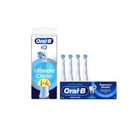 Oral-B Testine di Ricambio iO Ultimate Clean Bianche, Confezione da 4 Testine + Dentifricio Advanced Rigenera Smalto