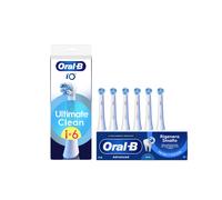 Oral-B Testine di Ricambio iO Ultimate Clean Bianche, Confezione da 6 Testine + Dentifricio Advanced Rigenera Smalto