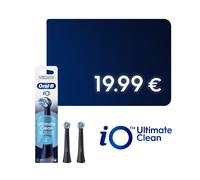 Oral-B Testine di Ricambio iO Ultimate Clean Nere, 2 Testine, per pulizia e rimozione della placca avanzate e in profondità