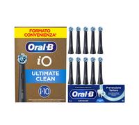 Oral-B Testine di Ricambio iO Series Ultimate Clean Nere, Testine Rotonde Originali, con setole CrissCross per rimuovere la placca, 10 Testine