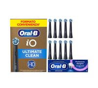 Oral-B Testine di Ricambio iO Ultimate Clean Nere, Confezione da 10 Testine + Dentifricio Advanced Protezione Gengive
