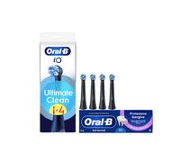 Oral-B Testine di Ricambio iO Series Ultimate Clean Nere, Testine Rotonde Originali, con setole CrissCross per rimuovere la placca, 4 Testine