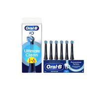 Oral-B Testine di Ricambio iO Series Ultimate Clean Nere, Testine Rotonde Originali, con setole CrissCross per rimuovere la placca, 6 Testine