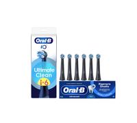 Oral-B Testine di Ricambio iO Ultimate Clean Nere, Confezione da 6 Testine + Dentifricio Advanced Rigenera Smalto