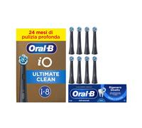 Oral-B Testine di Ricambio iO Ultimate Clean Nere, Confezione da 8 Testine + Dentifricio Advanced Rigenera Smalto