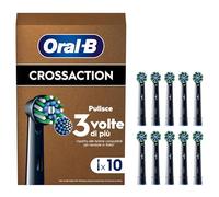 Oral-B Testine Di Ricambio Pro Cross Action Black per Spazzolino Elettrico Ricaricabile Oral-B PRO, Confezione da 10 Testine di Ricambio Nere con Indicatore di Utilizzo
