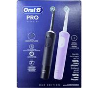 Oral-B Vitality Pro - Spazzolino elettrico elettrico con 2 testine di ricambio, 3 modalità di pulizia per la cura dei denti, regalo uomo/donna, progettato da marrone, nero/viola