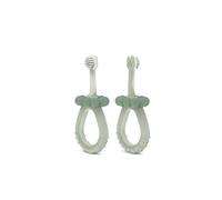 Suavinex, Spazzolino da denti per bambini da 0 a 2 anni, setole super morbide, ideale per gengive sensibili, manico ergonomico, testurizzato e antiscivolo, tappo di sicurezza, pulisci lingua, verde
