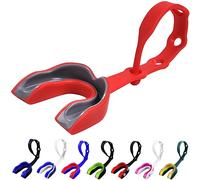 Oral Mart Paradenti per bambini, con cinghia, per bambini, con cinghia, per calcio, hockey su ghiaccio, lacrosse, taekwondo, colore: rosso/grigio