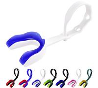 Oral Mart Paradenti per bambini, con cinghia, per calcio, hockey su ghiaccio, lacrosse, taekwondo, sport (bianco/blu)