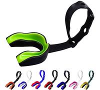 Oral Mart Paradenti sportivo per bambini, con cinghia, per hockey su ghiaccio, calcio, lacrosse, taekwondo, bandiera, colore: nero/verde