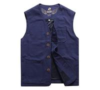 Oralidera Gilet da Caccia Trekking Safari Uomo Cotone Gilet da Pesca Multi-tasca Fotografia Giacca senza Maniche da Lavoro, Blu, L