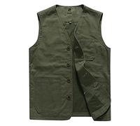 Oralidera Gilet da Caccia Trekking Safari Uomo Cotone Gilet da Pesca Multi-tasca Fotografia Giacca senza Maniche da Lavoro, Verde, XL