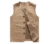 Oralidera Gilet da Caccia Trekking Safari Uomo Cotone Gilet da Pesca Multi-tasca Fotografia Giacca senza Maniche da Lavoro, Cachi, XL