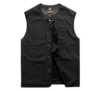 Oralidera Gilet da Caccia Trekking Safari Uomo Cotone Gilet da Pesca Multi-tasca Fotografia Giacca senza Maniche da Lavoro, Nero, M