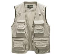 Oralidera Gilet da uomo all'aperto Safari Trekking Quick Dry Pesca Gilet Fotografia Senza Maniche Giacca Estate Casual Gilet con 16 Tasche, Beige, XXL