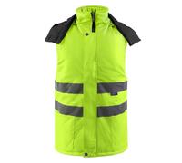 Oralidera Gilet Imbottita di Sicurezza Antinfortunistici Alta Visibilità Unisex Adulto Gilet da Lavoro Giubbino Smanicato Imbottita con Cappuccio, Verde, L