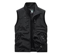 Oralidera Uomo Gilet Leggero Multitasche Smanicato Caccia e Pesca Trekking Gilet Sport Pesca Giubbino da Lavoro Fotografi Giacche Sportivo, Nero, XXL