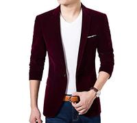 ORANDESIGNE Blazer da Uomo Elegante Un Pulsante Giacca da Party Tempo Libero Slim Fit Cerimonia Matrimonio C Vino Rosso S