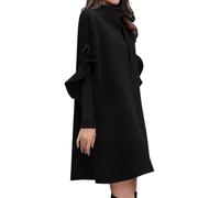 ORANDESIGNE Cappotto Donna Invernale Elegante Lana Mantella Poncho Giacca Trapezio Moda Calda Cardigan Lungo Cerimonia Coprispalle Antivento Giubbotto Autunnale Trenchcoat Outwear A Nero L