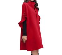 ORANDESIGNE Cappotto Donna Invernale Elegante Lana Mantella Poncho Giacca Trapezio Moda Calda Cardigan Lungo Cerimonia Coprispalle Antivento Giubbotto Autunnale Trenchcoat Outwear A Rosso S