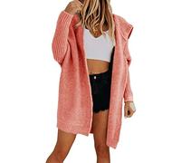 ORANDESIGNE Cardigan Donna Pullover Casual Elegante Solid Manica Lunga di Lavoro a Maglia con Scollo a V Slim Cardigan Maglione con Cappuccio A1 Arancio XXL