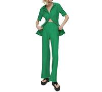 ORANDESIGNE Completi Tuta Casual 2 Pezzi da Donna Completi Manica Lunga Camicie abbottonate e Pantaloni a Vita Alta Set Estate Autunno Y2K Streetwear G Verde M