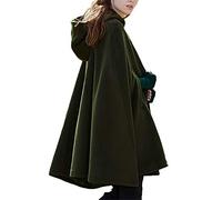 ORANDESIGNE Donna Eleganti Primavera Autunno Poncho Mantelli Mantello Monocolor Sciolto Giacca Cappotto con Cappuccio Trench Outwear Tops Verde S