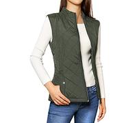 ORANDESIGNE Donna Giacca Ultraleggeri Panciotto Dritto Gilet da Donna Imbottito Leggero Collo in Piedi Gilet Leggero da Donna Piumino Trapuntato Cappotto Senza Maniche A Army Green S
