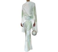 ORANDESIGNE Donna Vestito Lungo Abito da Cerimonia Elegante Camicia Blusa Manica Lunga + Gonna Lunga Aderente Completo Sera 2 Pezzi Festa Cocktail Set Outfit B 02 XL